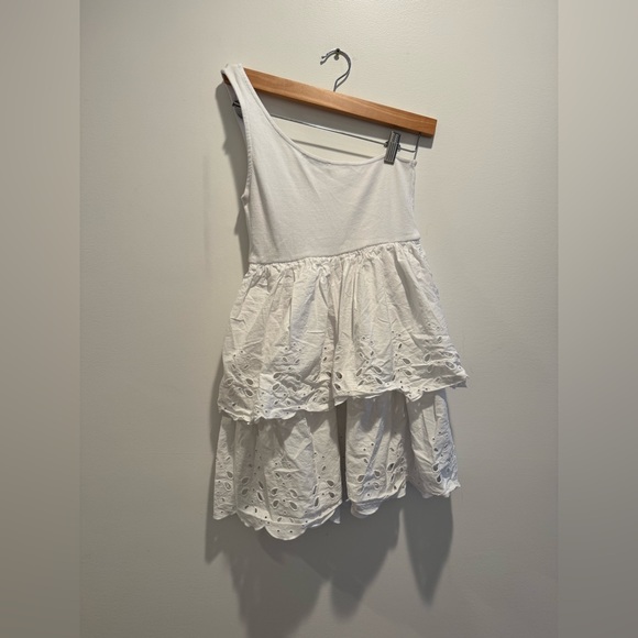 Zara White One-Shoulder Eyelet Tiered Dress - Picture 5 of 5